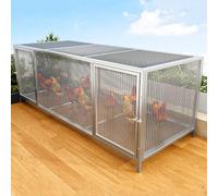 Gallinero Exterior Metalico Diseño De Puerta Doble Y Cerradura De Puerta Gallinero Interior Jaula para Aves De Corral Conejo Gallinas Patos Exterior Jardínc(Silver,147 * 58 * 62CM)