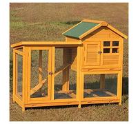 Gallinero Gallinero Grande De Madera para Interiores Y Exteriores Conejera Casa para Mascotas para Pequeños con Puerta De Ventilación Bandeja Extraíble (Marrón 125x63x105cm)