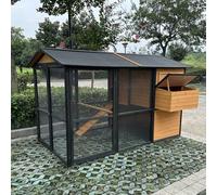 Gallinero grande de madera con puerta de ventilación, bandeja extraíble y rampa para conejos y gallinas, refugio ideal para exteriores