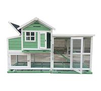 Gallinero Grande de Madera para Exteriores, jardín, Patio Trasero, conejera, casa para Mascotas con Caja Nido, Puerta de ventilación, Bandeja extraíble y rampa (Verde, 193 x 76 x 123,5 cm)