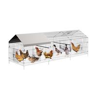 Gallinero grande de metal 3 x 1 x 1 m, con paño de polietileno impermeable y candado de seguridad, valla exterior resistente a la intemperie, gallinero de jardín, rueda libre, metal