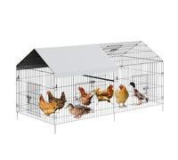 Gallinero grande de metal transitable 218 x 101 x 101 cm, gallinero para animales pequeños con cubierta de techo y 4 puertas, cerrojo, establo estable para gallinas, animales pequeños y plantas