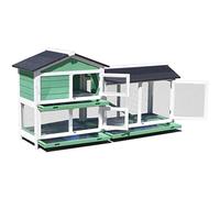 Gallinero Grande para gallinas, gallinero de Madera de 70 Pulgadas, conejera para Exteriores con Puerta de ventilación, Bandeja extraíble y rampa (Verde, 180x54x94cm)