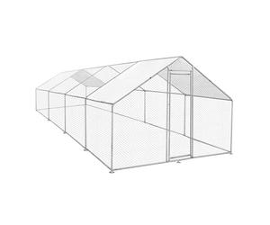 Gallinero Jaula 3m x 8m x 2m para Pollos Gallinas Refugio Toldo Sombrilla Exterior Granja Gran Recinto Metálico para Aves de Corral Chicken Run Coop con Cubierta Impermeable y Pala Alimentación GRATIS