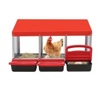 Gallinero nido para gallinero, accesorios, caja con recogehuevos, de material PP, para montaje en pared o de pie en exteriores, cría de pollos (rojo, 3 compartimentos)