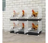 Gallinero para Exterior 6 Gallinas Hecho de Metal Alimentación Zonal Ahorra Espacio Bandeja Extraíble para Conejos Aves de Corral(Color:White,Size:105 * 45 * 90cm)