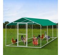 Gallinero para Exterior, in Acciaio Zincato con Tetto Parasole E Porta per Gabbia per Piccoli Animali E Uccelli(2x3x2m)