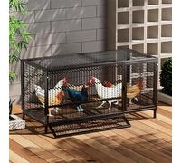 Gallinero para Exterior, Jaula para Conejos, Conejera Grande de Acero Galvanizado, Corral con Bandejas y Comedero para Aves, Patos, Conejos y Gallinas(Black,100cm/39.3in)