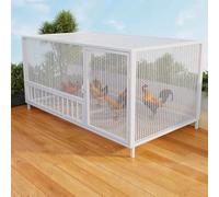 Gallinero para Exteriores, Gallinero Metálico para Jardín con Puerta con Cerradura Y Corral para 6 A 8 Gallinas; Fácil Montaje. Jaula para Aves De Corral, Patos Y Conejos. White 100x58x62cm