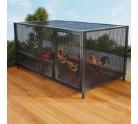 Gallinero para Exteriores, Gallinero Metálico para Jardín con Puerta con Cerradura Y Corral para 6 A 8 Gallinas; Fácil Montaje. Jaula para Aves De Corral, Patos Y Conejos. Black 100x58x62cm