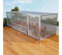 Gallinero para Exteriores, Gallinero Metálico para Jardín con Puerta con Cerradura Y Corral para 6 A 8 Gallinas; Fácil Montaje. Jaula para Aves De Corral, Patos Y Conejos. Natural 150x58x62cm