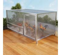 Gallinero para Exteriores, Gallinero Metálico para Jardín con Puerta con Cerradura Y Corral para 6 A 8 Gallinas; Fácil Montaje. Jaula para Aves De Corral, Patos Y Conejos. Natural 100x58x62cm