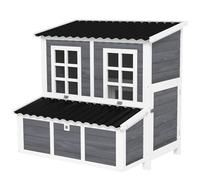 Gallinero PawHut de Madera de Abeto, gallinero con Nido, gallinero para 4-6 gallinas, tejado Impermeable, 100 x 86 x 100 cm, Gris Claro
