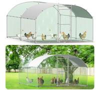 Gallinero resistente a la intemperie, cercado para gallinas, 3 x 4 m, rueda libre grande con techo, pajarera, gallinas, conejos, jaula de acero, resistente al invierno y protección UV