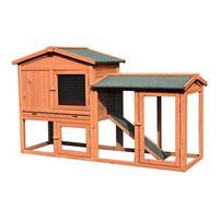 Gallineros Jaula para Conejos De Madera Maciza Al Aire Libre Nido De Conejo De Doble Capa En Balcón Jardín Gallinero Doméstico Suministros para Mascotas Cuidado De Aves (Naranja 138 * 43.5 * 86 Cm)