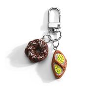 Gallkeat Bonito llavero de comida de dibujos animados para mujer, llavero con formas de pan, pizza y leche, regalo para niñas, amigas y familiares, a, Talla única