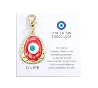 Gallkeat Llavero de mal de ojo, amuleto turco con 1 tarjeta de buena suerte, dije de mal de ojo, colgante decorativo para bolsos de mujer, regalos de cumpleaños de Navidad para familiares, amigos