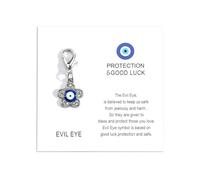 Gallkeat Llavero turco de mal de ojo con diamante, llavero creativo de amuleto de mal de ojo azul con 1 tarjeta de buena suerte, dije de bolsa de la suerte para bolsos de mujer