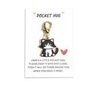 Gallkeat Regalos inspiradores para mujeres, abrazo de bolsillo, llavero de gato con tarjeta motivacional, regalos de agradecimiento para familiares, amigas, mujeres