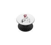 Gallo Bebiendo Café Dibujo Divertido Madrugador PopSockets PopGrip Adhesivo