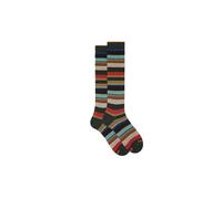 Gallo Calcetines largos para hombre, algodón poliamida elastano, fantasía rayas multicolor, bosque/galleta, talla 40-45, Made in Italy, AP103413