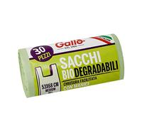 GALLO Cierre de bolsas biodegradables y compactas con asas, 53 x 68 cm 30 L Medium