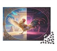 Gallo Colorido Puzzle de 1000 Piezas Puzzle para Adultos Papel Escena Día Noche Relajación Concentración Regalo Familiar Decoración Hogar Nan