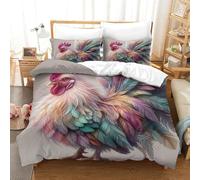 Gallo de Color Pastel Edredón Impreso En 3D con Funda De Almohada Juego De 3 Piezas De Ropa De Cama con Cremallera Oculta Microfibra Muy Suave Super King（260x220cm）