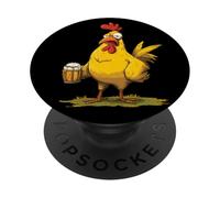 Gallo de Dibujos Animados con Cerveza para los Amantes del Pollo del Partido PopSockets PopGrip Adhesivo