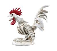 Gallo de esqueleto de Halloween, divertida estatua de gallo, esqueleto de animal de resina, figura de pollo fantasma espeluznante, estantería gótica para escritorio, decoración espeluznante