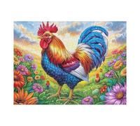 Gallo de Plumas Rojas Puzzle 500 Piezas Portátil Familiar Cute Animals Accompany Rompecabezas 3D para Familia Desafío Intelectual Maquetas Educativas Construir 500 PCS