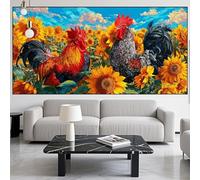 Gallo Diamond Painting Girasol Grande Diamond Painting Kit Completo Pintura,Dibujos con Diamantes 5D Punto de Cruz,DIY Puzzle Diamantes para Manualidades Arte para Decor Hogar Regalo,50x150cm LK-520