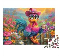 Gallo Dibujos Puzzle de 1000 Piezas para Adultos Papel Campo de Flores Relajación Familia Decoración 52x38cm/1000pcs