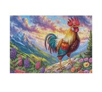 Gallo Entre Las Flores Rompecabezas 300 Piezas Cartón para Adultos Y Adolescentes Hobby Colección Toda La Familia Decoración Única Hogar 300 PCS