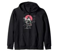Gallo Guerrero con Katana Japonesa Rojo Sun Art Sudadera con Capucha