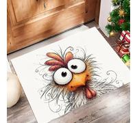 Gallo Ojos Grandes Dibujos Animados Felpudo Interior, Estilo Grafiti Suave Antideslizante Fácil De Limpiar Felpudo para Puerta De Casa Entrada Balcón, Blanco