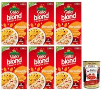 Gallo Riso Blond Versatile,100% arroz italiano, tiempo de cocción 5 minutos, ideal para todas las recetas, paquete de 1 kg + lata italiana Gourmet Polpa di Pomodoro de 400 g