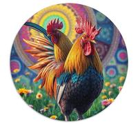 Gallo Rompecabezas Redondo 1000p Adultos-Niños animaless Das Tier Wild animaless Beast Circular Puzzle Niños: Familia Juego Impossible Habilidad Familiar 1000pcs (67.5x67.5cm)