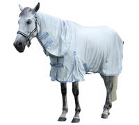 Gallopoff Alfombra para caballos - Sábana ligera de malla de flujo de aire con cierre de clip y protección solar, cuello desmontable gris, 6 pies 6 pulgadas
