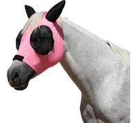 Gallopoff Máscara antimoscas para caballos con orejas, alta elasticidad, transpirable, protección UV, ojos grandes, apertura para melena, suave y cómoda, rosa (Small)
