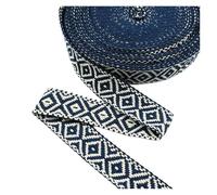 Galón Jacquard Cinta de algodón 25 mm for bolsas, 2, 4, 8 o 10 metros, cinta jacquard, decorativa for coser, al bies, ribetes(DarkBlue,25mm-2Meters)