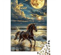 Galop de Caballo Iluminado por la Luna Rompecabezas 1000 Piezas Coloridos Desafío Imposible Papel Adultos Regalo Hombre Mujer Acertijos 52x38cm/1000pcs