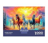 Galop del Caballo del Atardecer Rompecabezas para Adultos Y Niños, 1000 Piezas Puesta del Sol Rebaño Juguete De Desafío Imposible JuegoPara El Hogar para Adultos 52x38cm/1000pcs