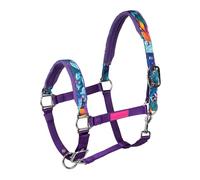 GALOP WEAR Cabestro Power Flower - Colorido cabestro de caballo con estampado floral y acolchado de neopreno - Caballo resistente para caballos y ponis - Calidad de la UE - Morado (COB)