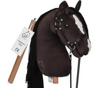 GaloppFreude Hobby Horse Horse - Caballo grande A3 con varilla de tornillo y brida - Caballo para montar a caballo para niños y caballos con crines largos, incluye accesorios para el Hobby Horse