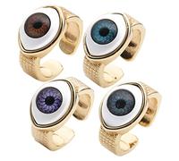 GALPADA 1 Juego Anillos De Hombre Anillos Goticos Para Hombre Espejo Del Mal De Ojo Anillo Abierto Anillo Gótico Anillos Para Hombres Estéticos Joyería Pirata Cobre 4 Piezas