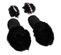 GALPADA 1 Par Zapatos Peluche Extraíble y Calcetín Perfectos para Casa y Actividades Incluye Pompones Negros Talla