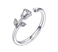 GALPADA 1 Pc anillo de rosa collar anillo anillo de apilamiento de flores turquesa joyas anillos mujer delicado anillo de dedo Anillo creativo plata esterlina s925 Silver
