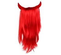 GALPADA 1 Peluca con Cuernos para Fiestas de Halloween, Accesorio de Disfraz de Fantasmas, Peluca de Fiesta Roja Brillante y Cómoda para Adultos