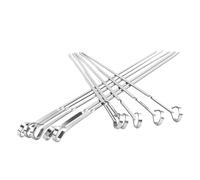 GALPADA 10 piezas Pinchos de Barbacoa de Acero Inoxidable Planos Resistentes para Parrilla Exterior con Diseño Curvado para Carne y Verduras Reutilizables y Antideslizantes